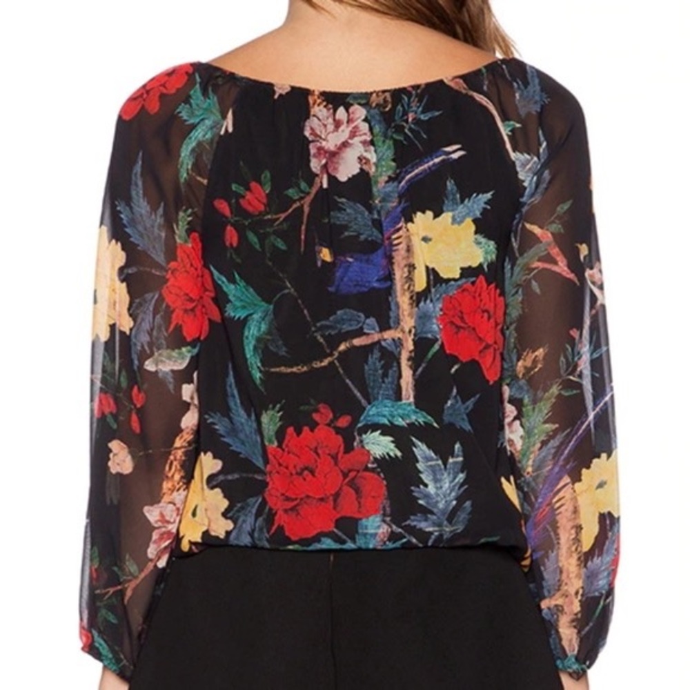 Alice + Olivia Black Floral Off-Shoulder Blouse - Picture 3 of 10